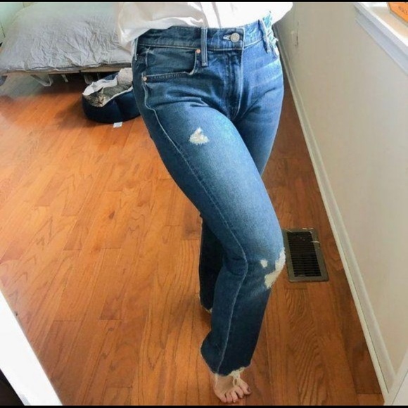 Mother Denim Distressed High Rise Ankle Jeans Blue - Picture 5 of 8